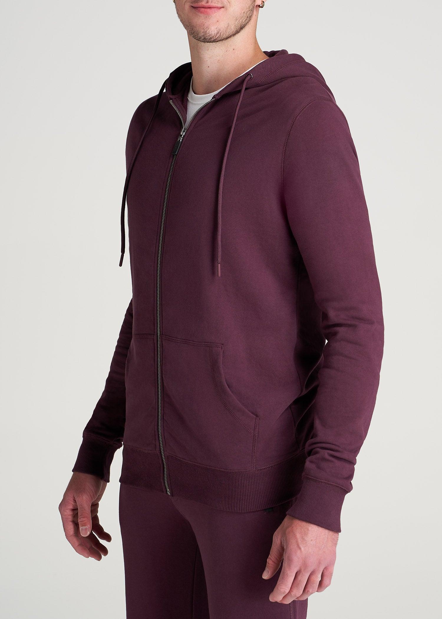 Wearever French Terry Full-Zip Men's Tall Hoodie in Maroon Product Image