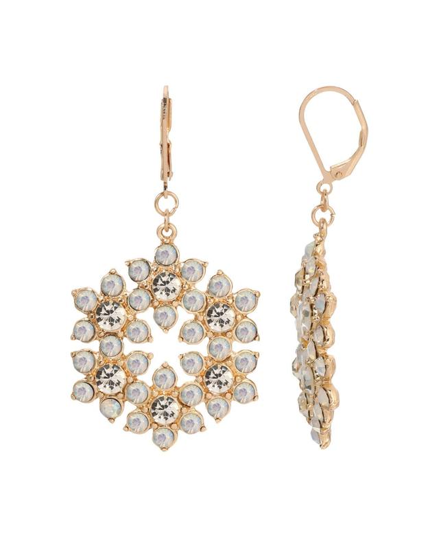 1928 Gold Tone Simulated White Opal Crystal Flower Wreath Drop Earring, Womens Product Image