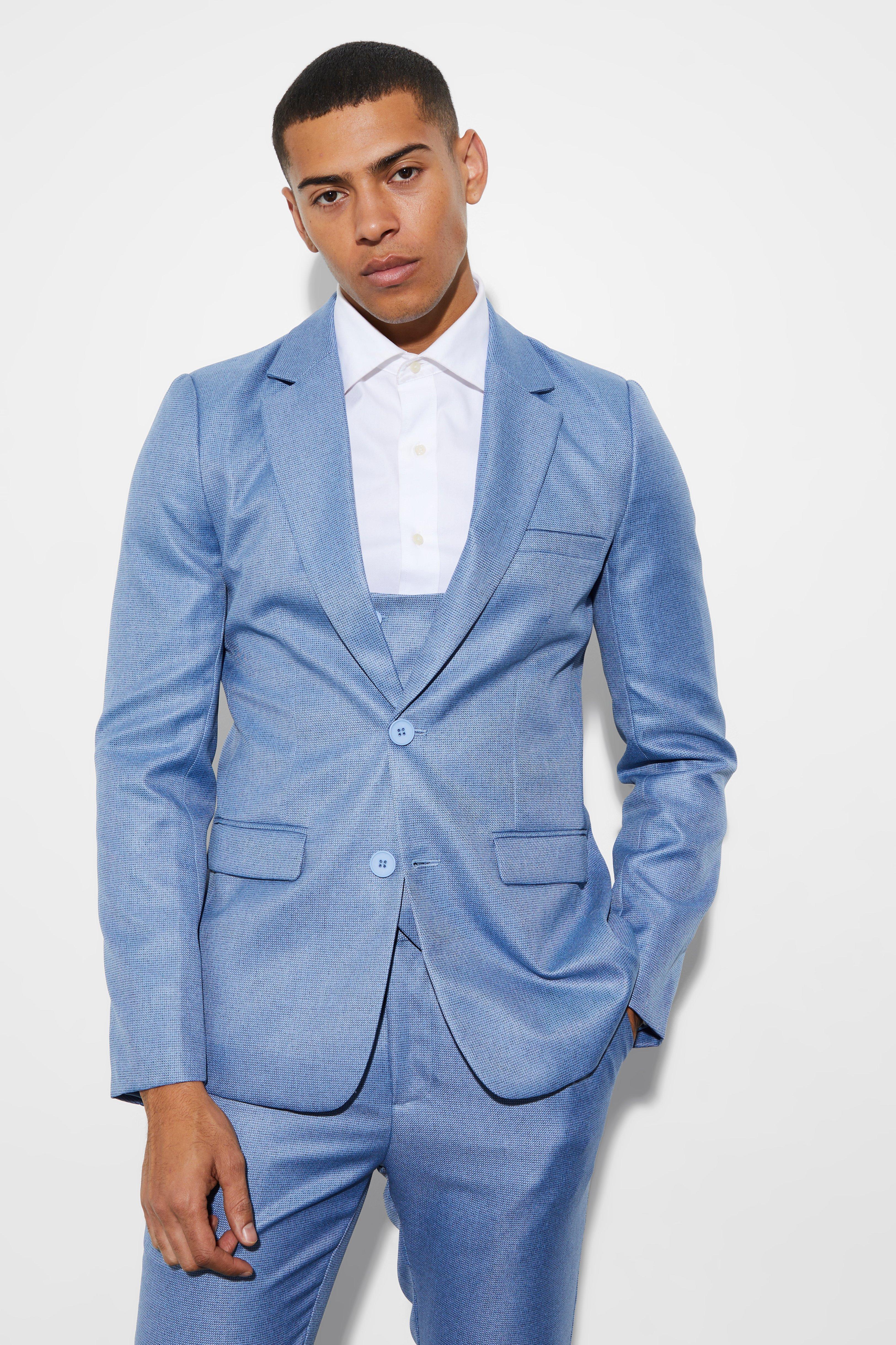 Skinny Single Breast Mini Texture Suit Jacket | boohooMAN USA Product Image