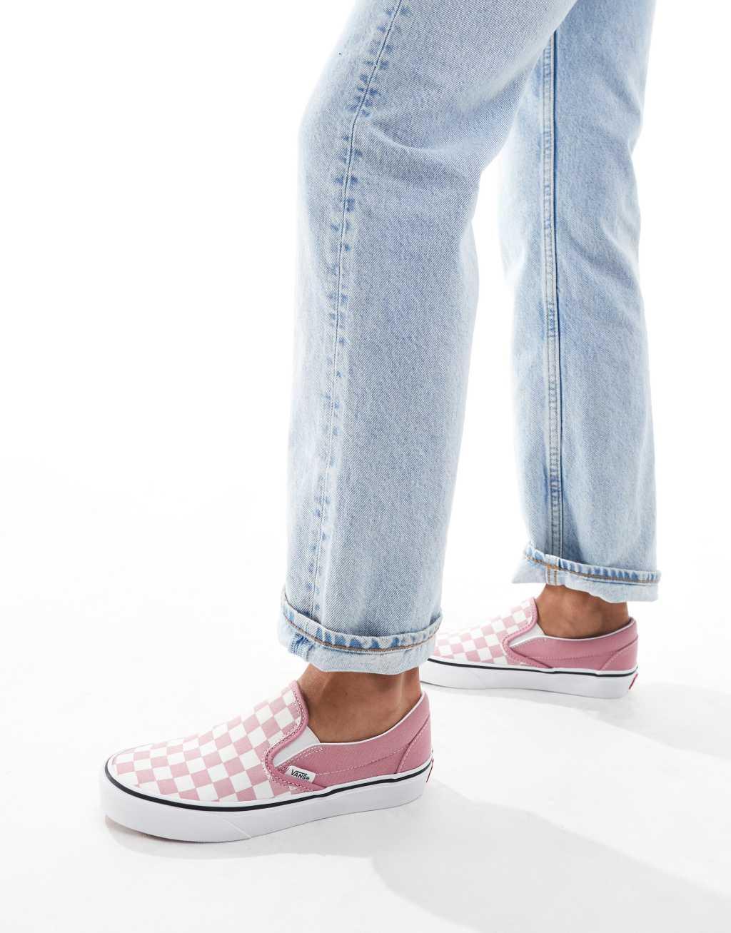 Vans Classic Slip-On sneakers in pink checkerboard print Product Image