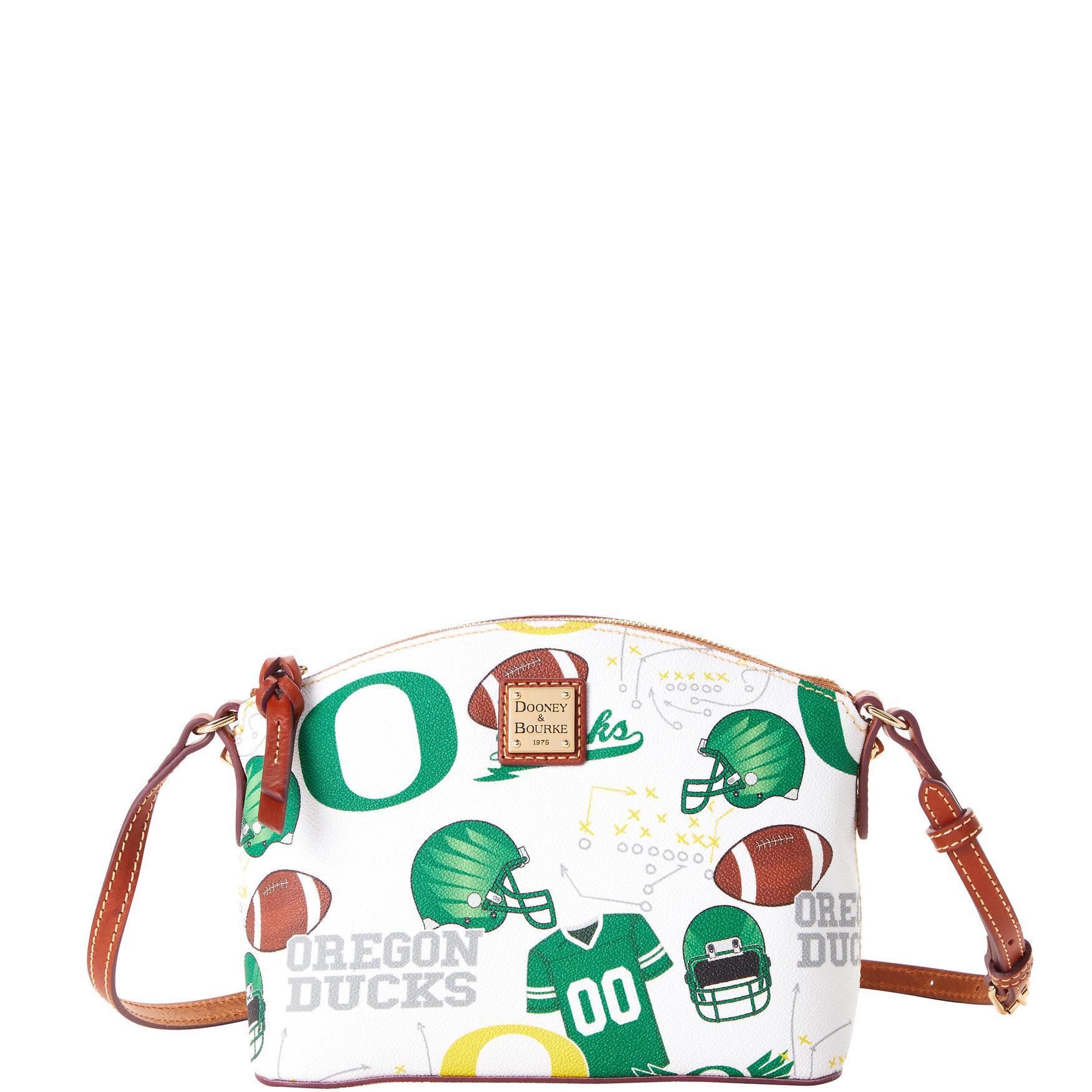 Dooney & Bourke Womens Collegiate University of Oregon Suki Crossbody Coated Cotton Shoulder Bag in White Multi Product Image