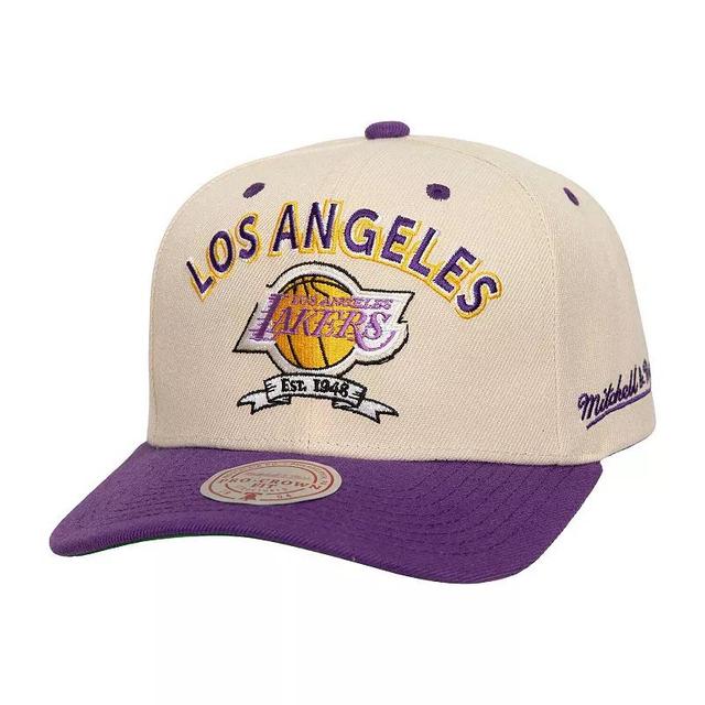 Mitchell & Ness Mens Cream/Purple Los Angeles Lakers 17x Nba Champions Soul Legacy Defined Snapback Hat Product Image