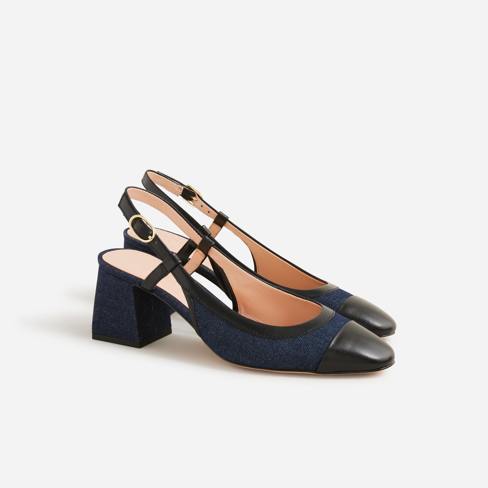 Layne cap toe heels in washed denim Product Image