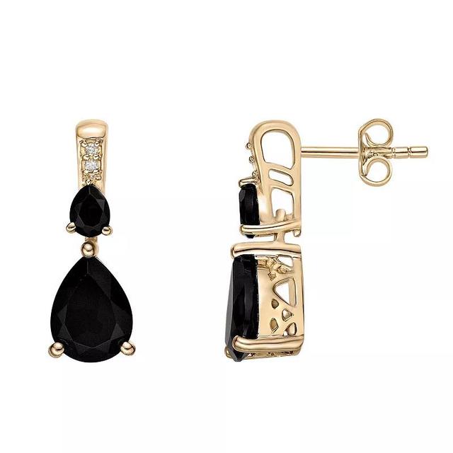 Gemminded 10k Gold Onyx & Diamond Accent Drop Earrings, Womens Product Image