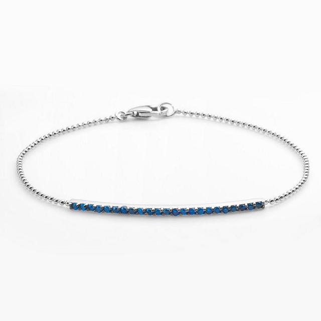 Sophie Miller Sterling Silver Blue Cubic Zirconia Bar Link Bracelet, Womens Product Image