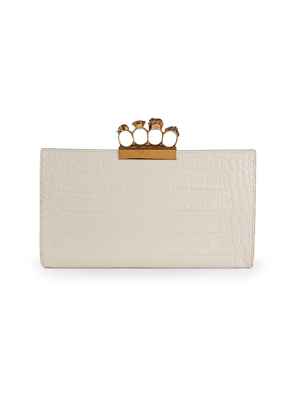 Womens Jewelled Flat Pouch In Leather Product Image