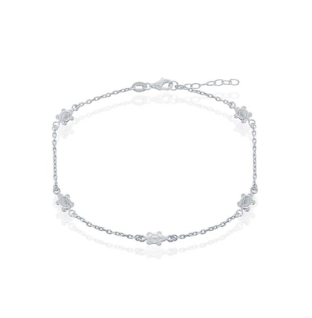 Sterling Silver Turtles Anklet - Silver Product Image