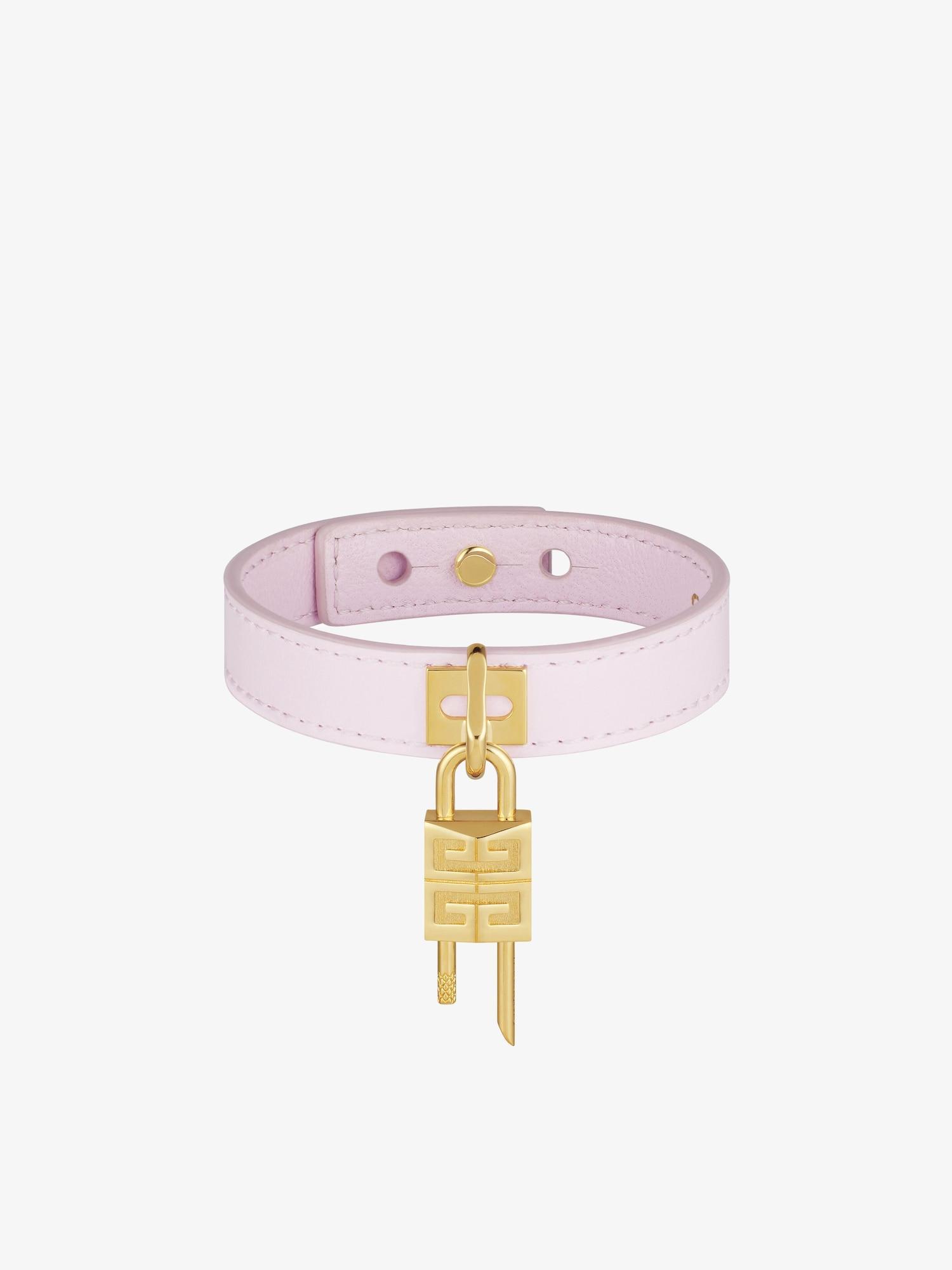 Mini Lock bracelet in metal and leather Product Image