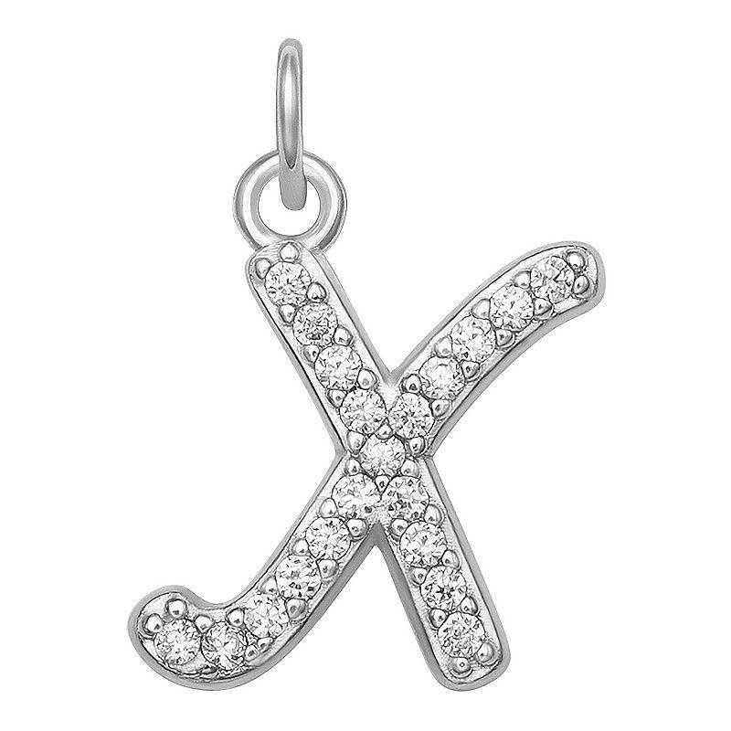 LC Lauren Conrad Sterling Silver Cubic Zirconia Initial Charm, Womens, Grey Product Image