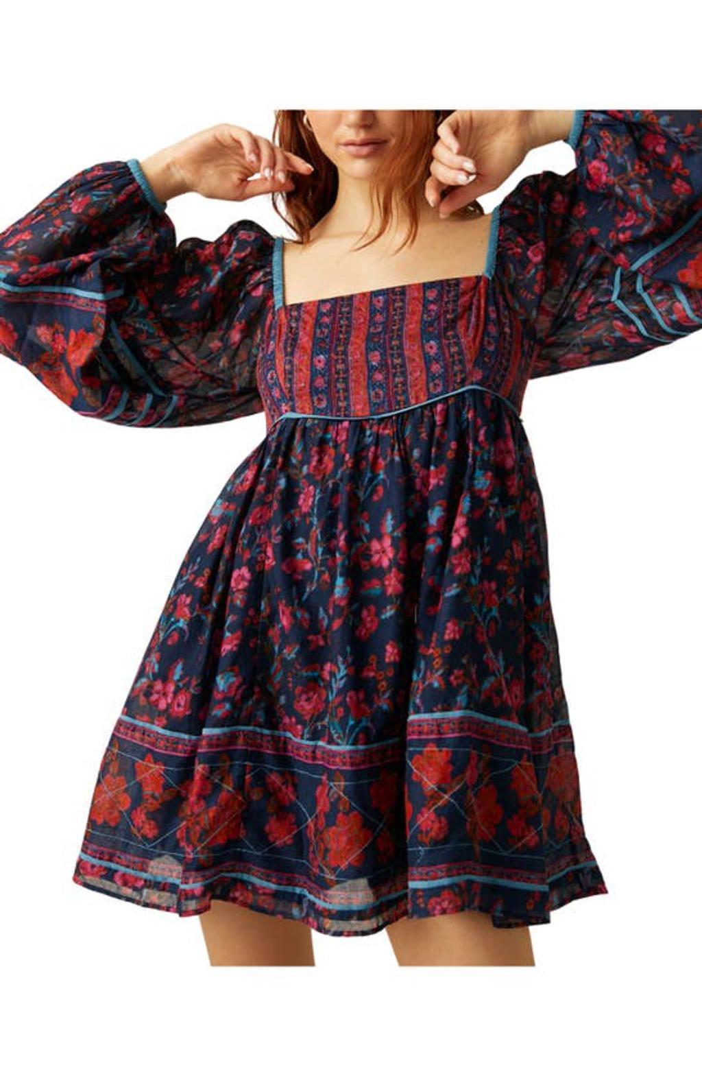 Endless Afternoon Print Long Sleeve Minidress In Black Product Image