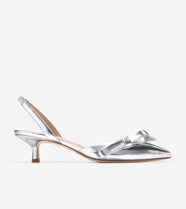 Cole Haan Womens Noella Bow Sling Pumps - Silver Size 9.5 Product Image