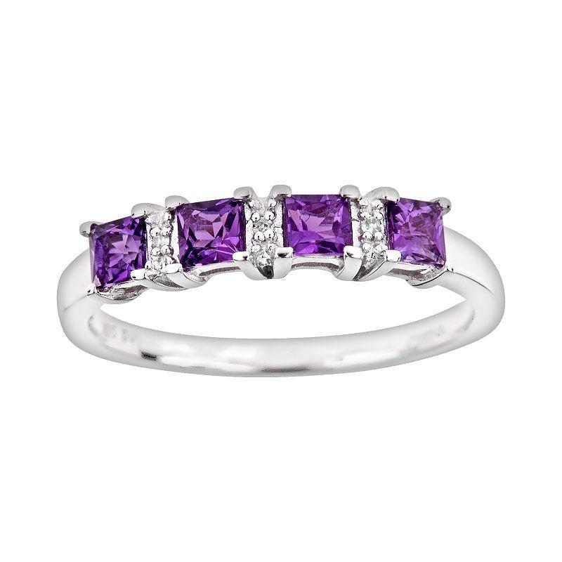 Gemstone and Diamond Accent Ring in Sterling Silver Product Image