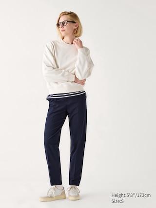 Womens Smart Ankle Pants 2-Way Stretch Tall Navy Large UNIQLO US Product Image