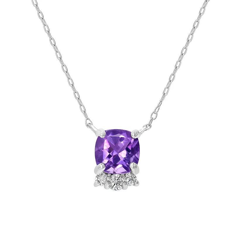 Silver Treasures Genuine Stone Sterling Silver 18 Inch Cable Pendant Necklace, One Size , Amethyst Product Image