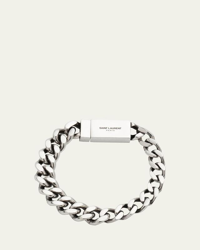 Saint Laurent Curb Chain Bracelet in Argent Oxyde at Nordstrom, Size Medium Product Image