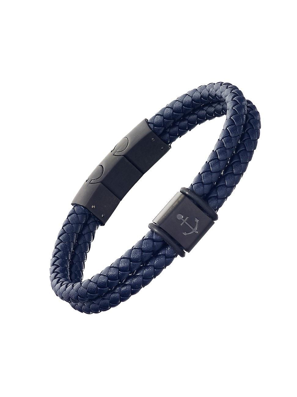 Men's Stainless Steel and Braided Leather Bracelet Product Image