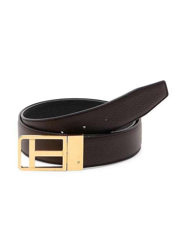 TOM FORD Framed T Buckle Reversible Soft Grain Leather Belt Product Image