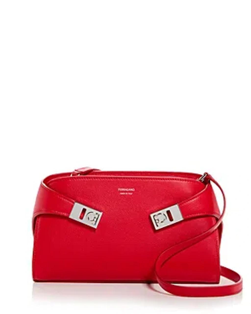 Hug Mini Leather Crossbody In Red Product Image