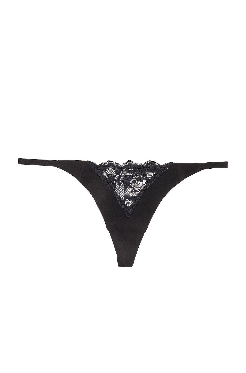 fleur du mal Charlotte Lace V String Panty Black. (also in ). Product Image