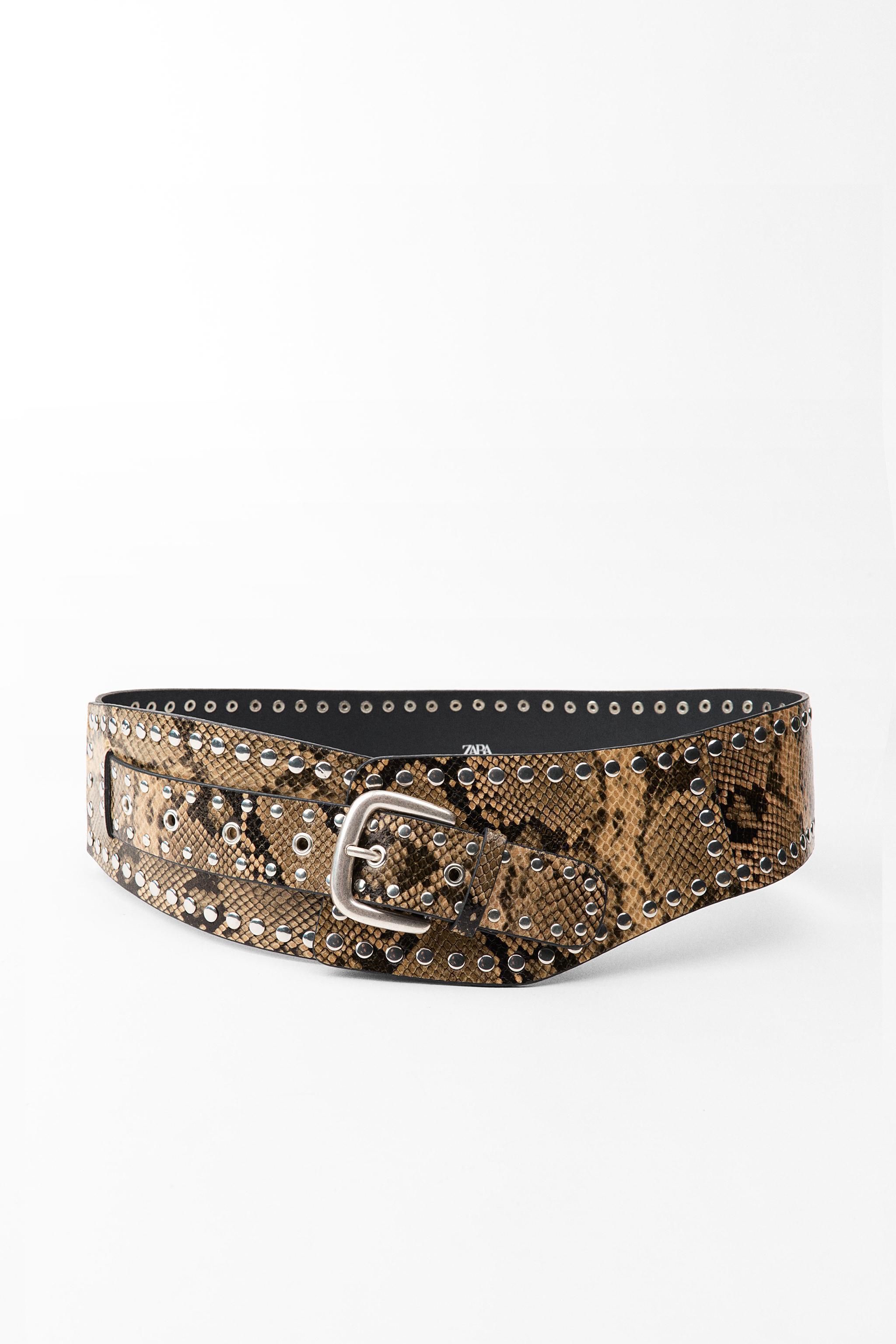 ANIMAL PRINT STUDDED LEATHER SASH BELT Product Image