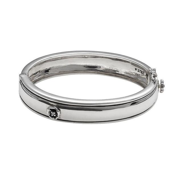 Love Always Sterling Silver Diamond Accent Flower Bangle Bracelet - 2 3/8-in. width, Womens, Multicolor Product Image