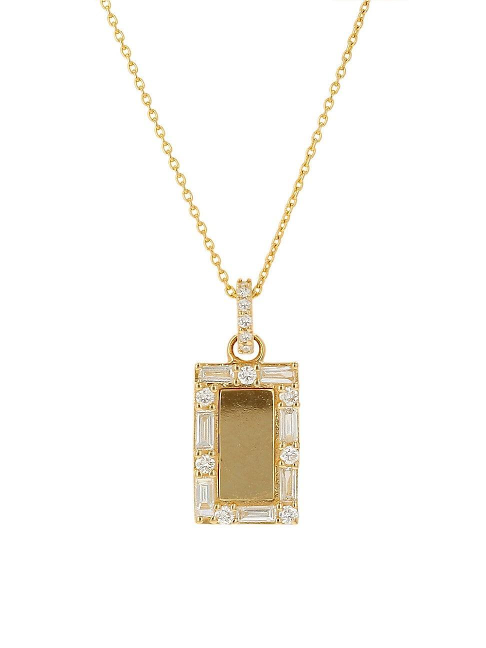 Womens 14K Yellow Gold & 0.07 Diamond Dog Tag Necklace Product Image