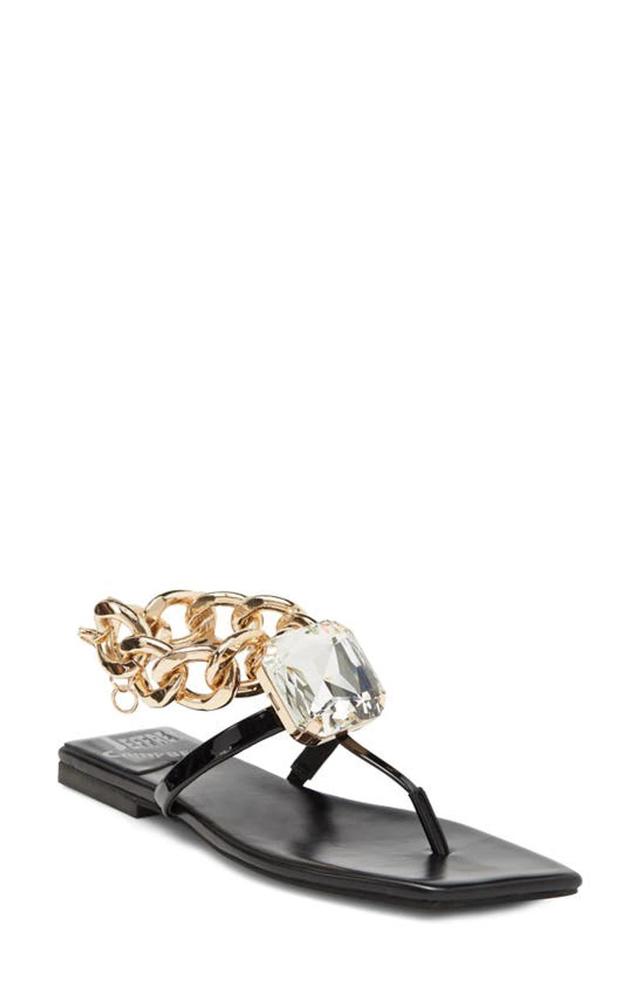 Ring On It Sandal In Black Patent Gold Product Image