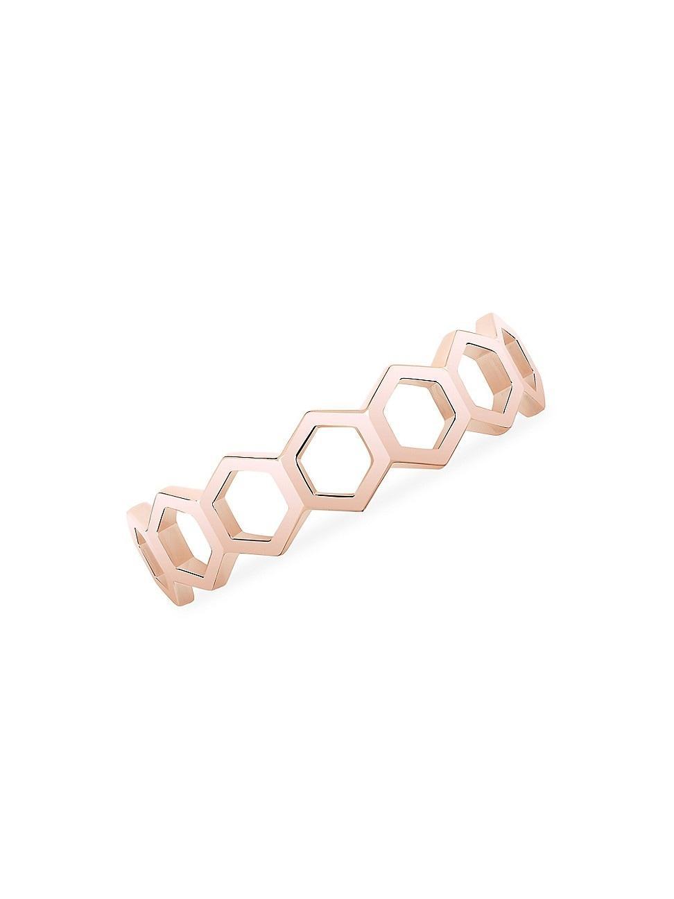 Womens Bee Chic 18K Rose Gold Hexagon-Link Stack Ring Product Image