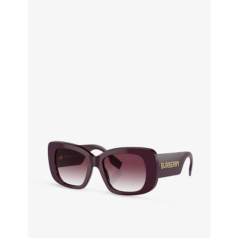 BURBERRY Womens Red Be4410 Square-frame Acetate Sunglasses In Clear Gradient Dark Violet Product Image