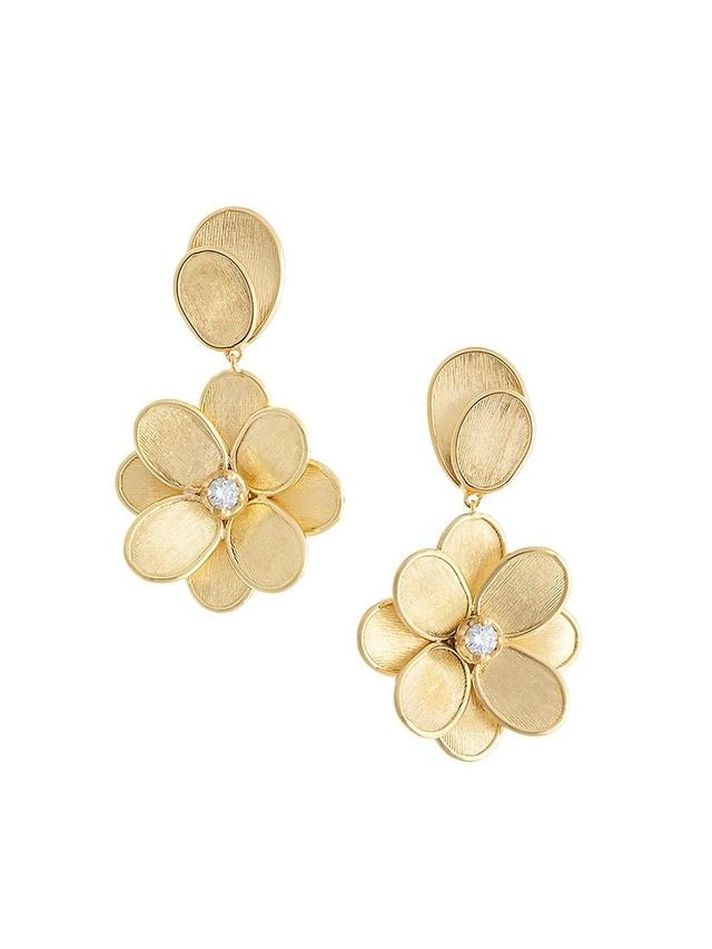 Womens Petali 18K Yellow Gold & Diamond Flower Drop Earrings Product Image