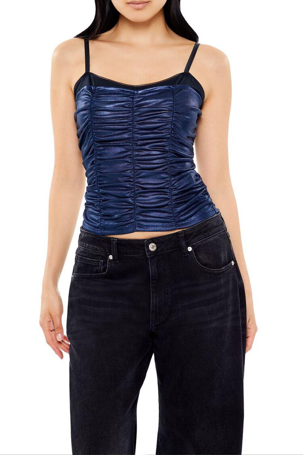 Ruched Metallic Two-Tone Cami | Forever 21 Product Image