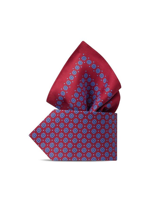 Mens Hand Printed Silk Tie Set Product Image