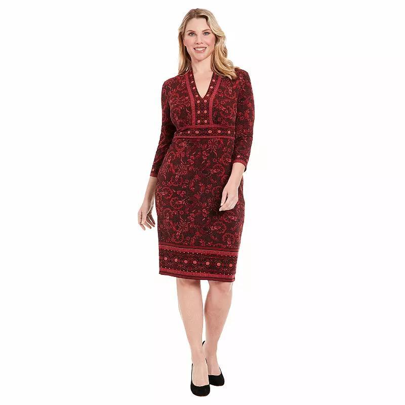 Womens London Times V-Neck Sheath Inset Waist Dress Red Red Product Image