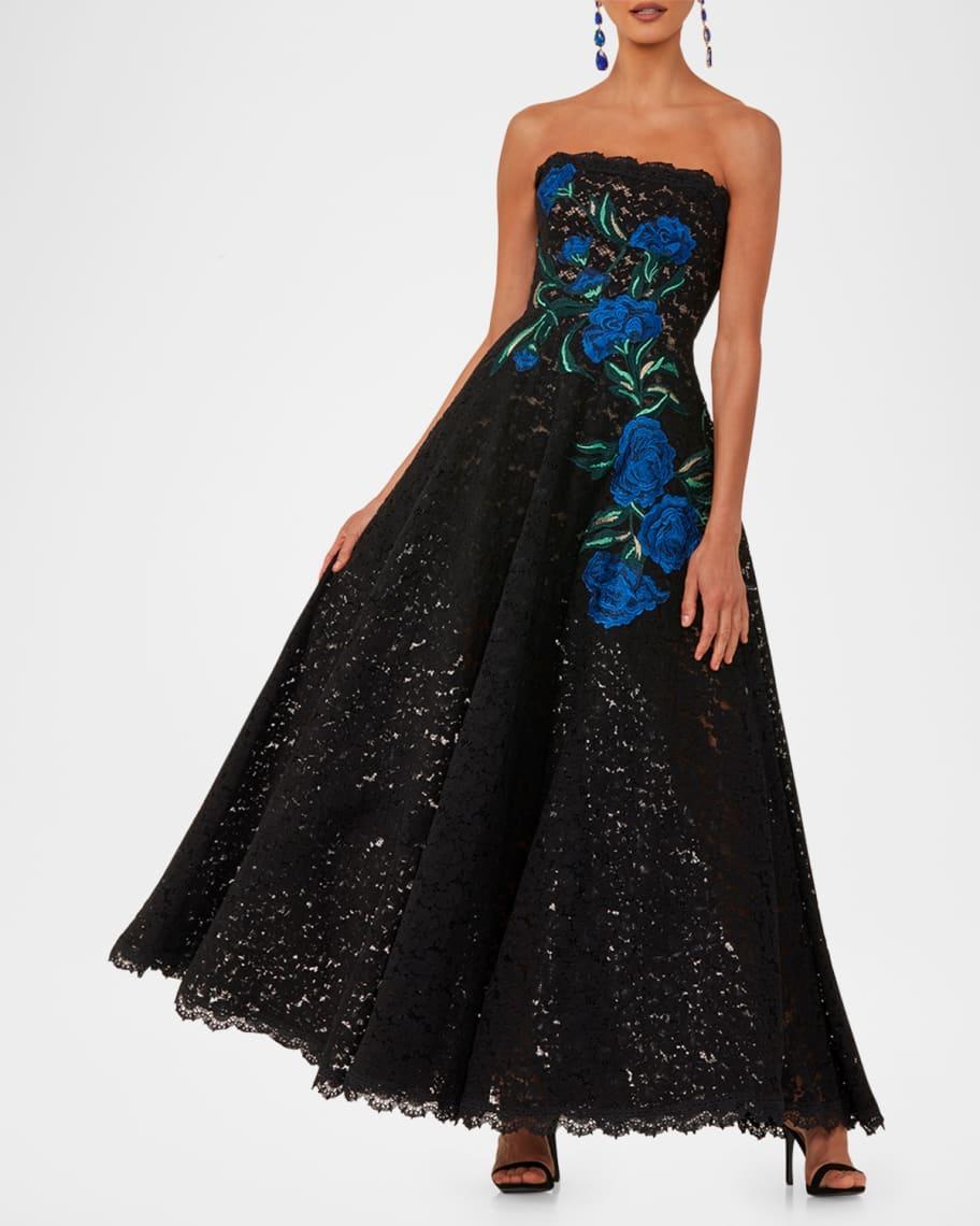 Patricia Strapless Floral Embroidered Lace Gown Product Image