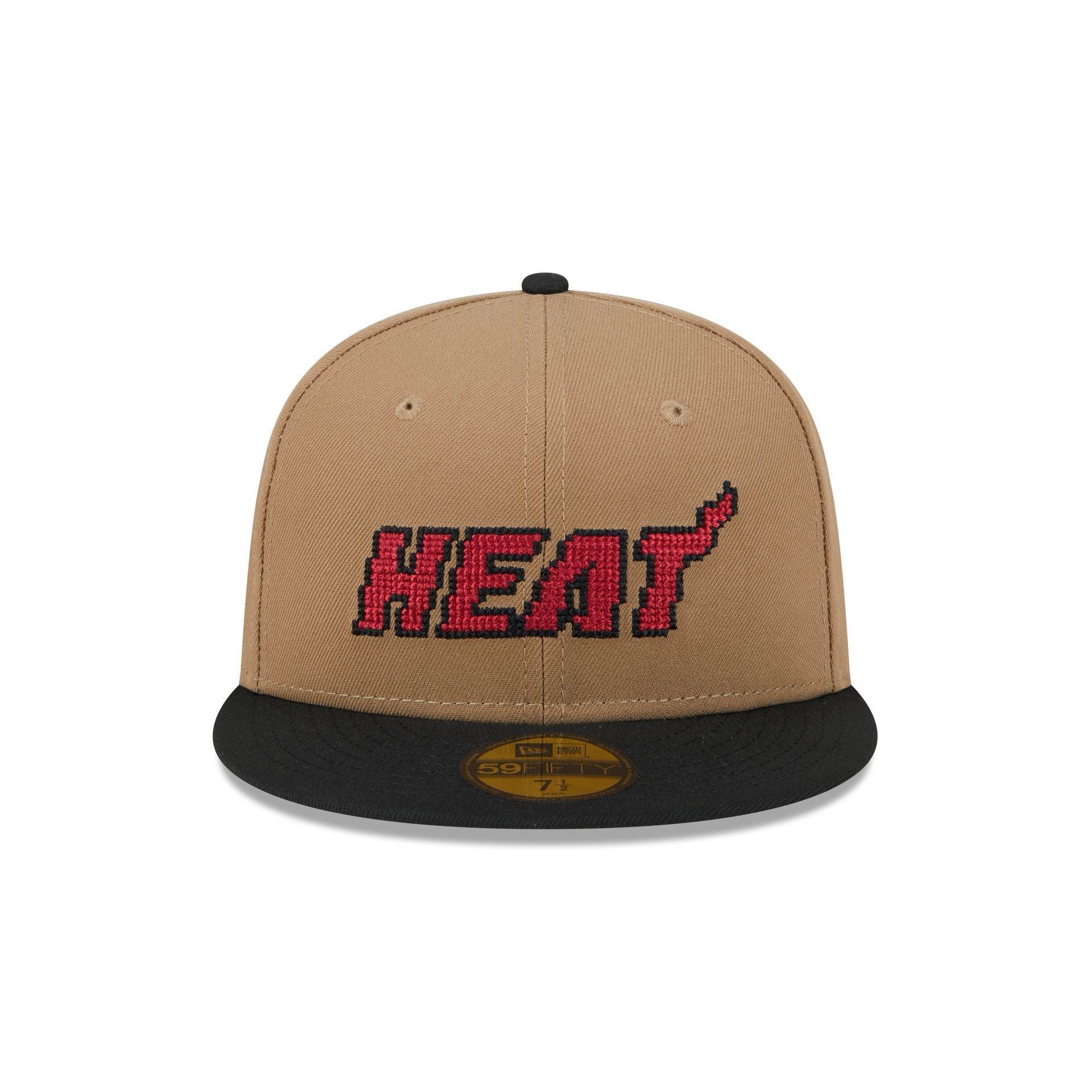 Miami Heat Classic 8-Bit Wordmark 59FIFTY Fitted Hat Male Product Image