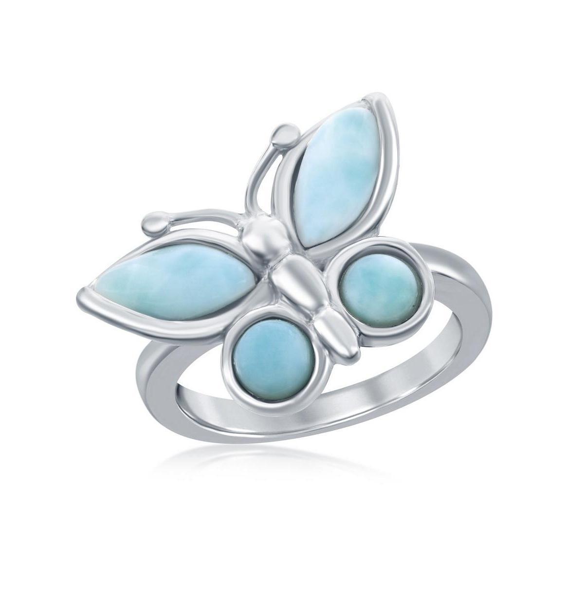 Sterling Silver Larimar Butterfly Ring, Womens Product Image