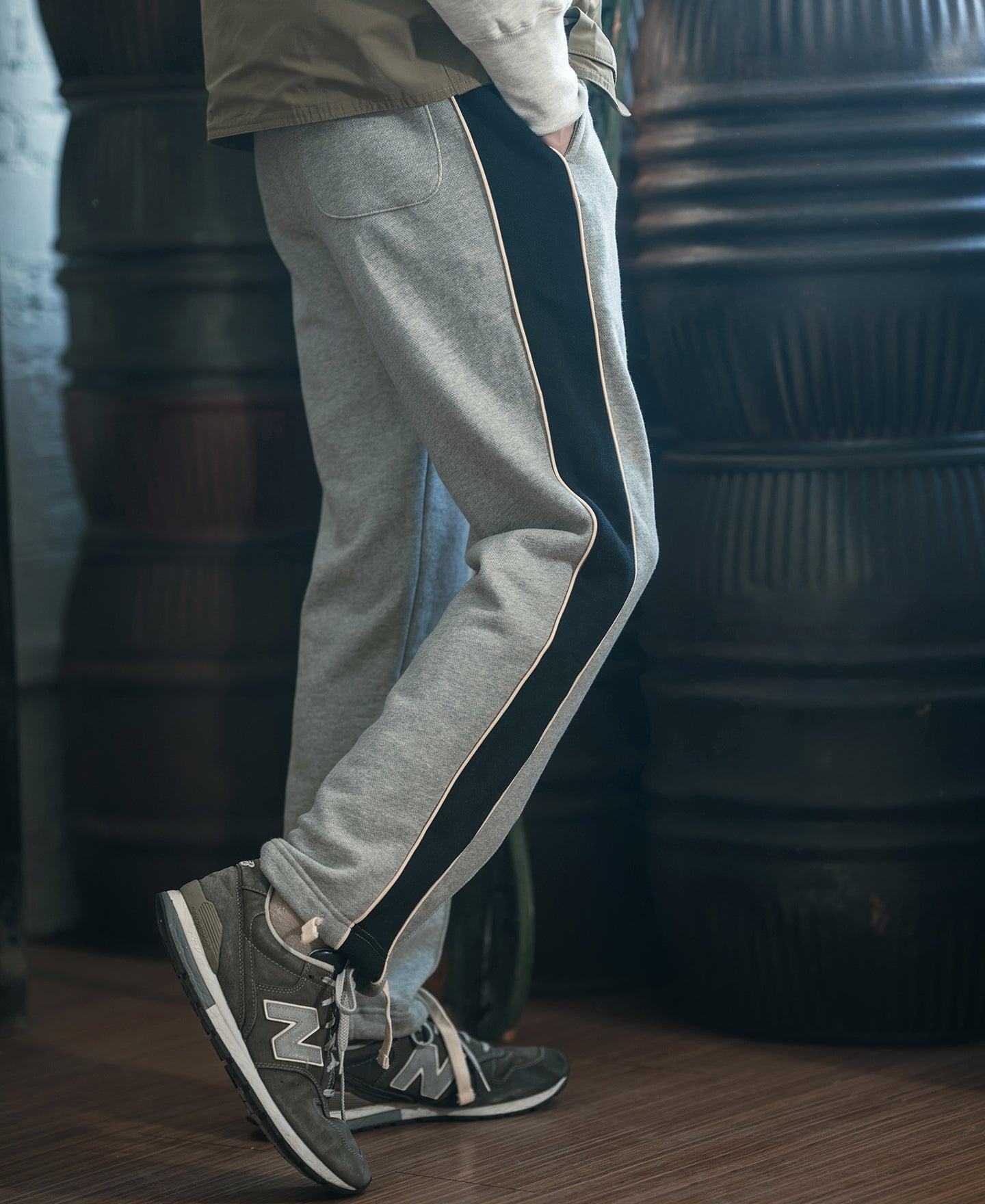 Classic Straight-Leg Striped Logo-Embroidered Cotton-Terry Sweatpants - Gray Product Image