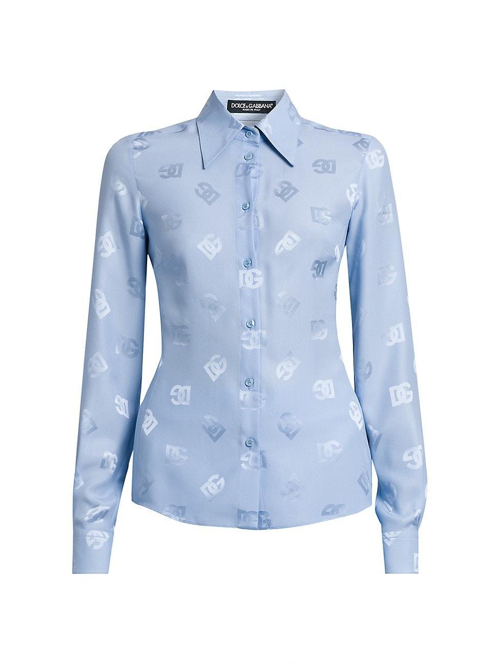 Womens Monogram Silk Blouse Product Image