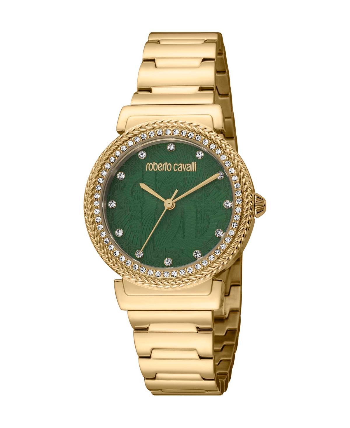 Roberto Cavalli Womens Quartz Gold-tone Stainless Steel Watch 32mm - Gold Product Image