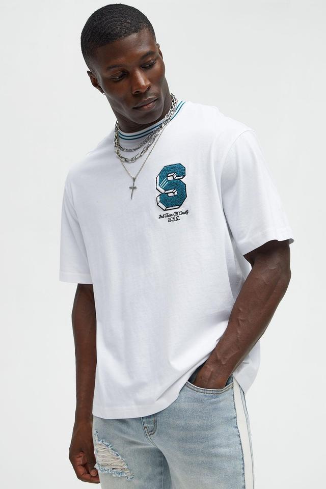 Varsity Chenille Patch Tee - White Product Image