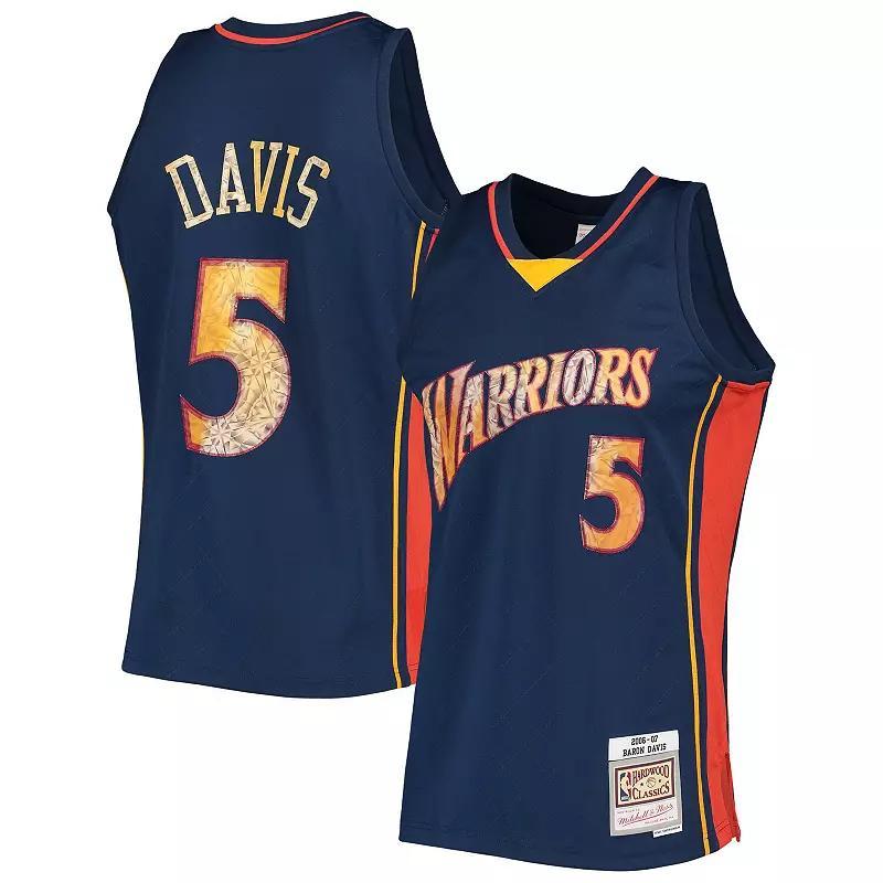 Mens Mitchell & Ness Baron Davis Royal Golden State Warriors 2006/07 Hardwood Classics NBA 75th Anniversary Diamond Swingman Jersey Product Image