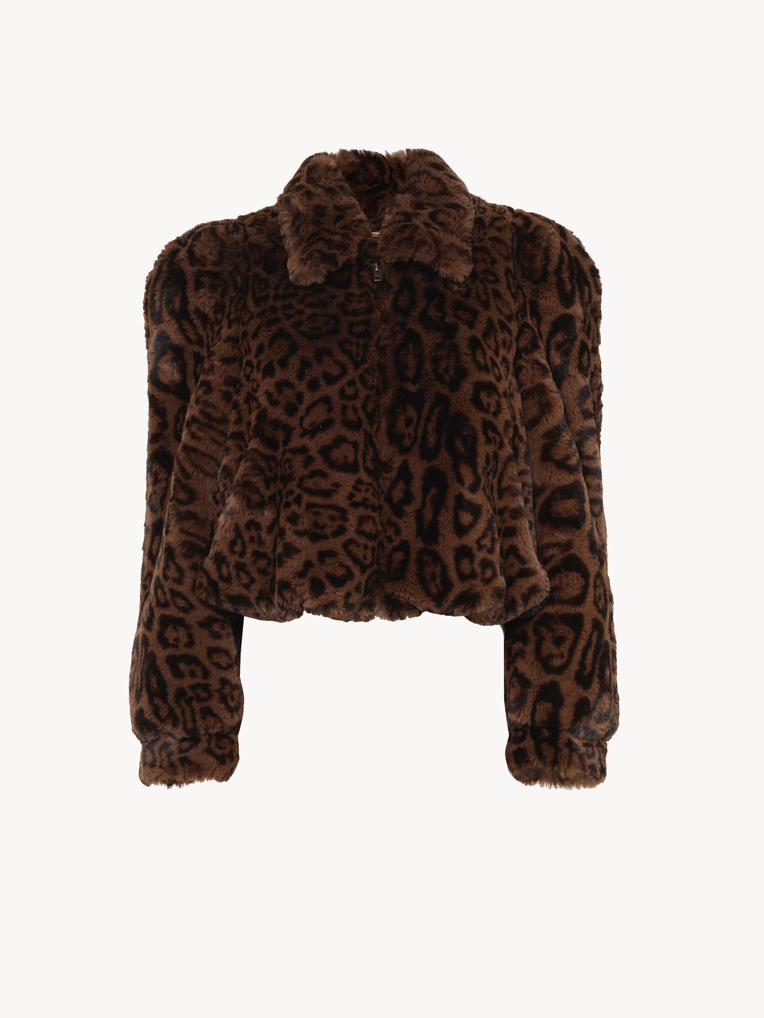 Cropped bomber jacket in faux fur Product Image