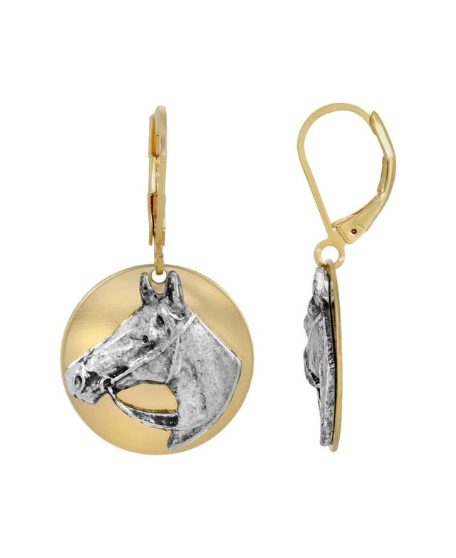 2028 Gold-Tone Silver Horse Head Earrings Product Image