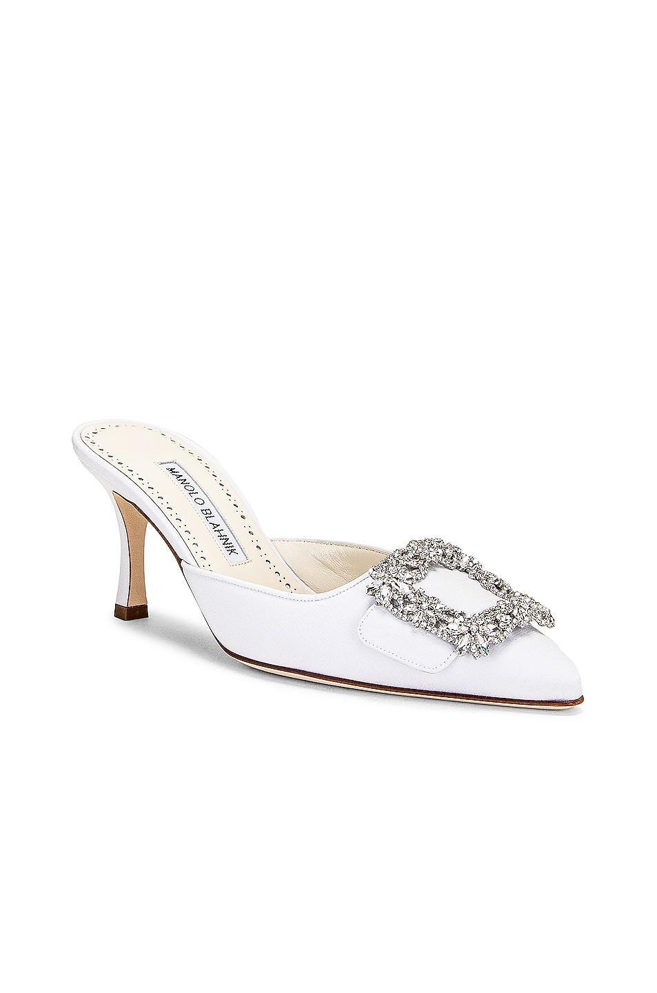 Manolo Blahnik Maysale Jewel 70 Mule Ivory. (also in ). Product Image