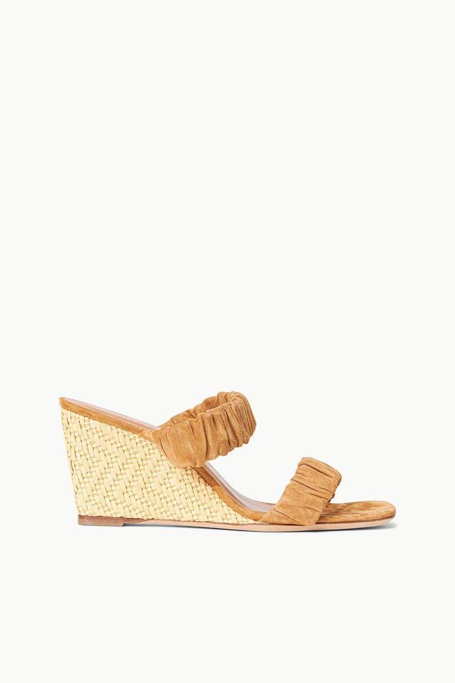 FRANKIE WEDGE | CASHEW SUEDE NATURAL RAFFIA Product Image