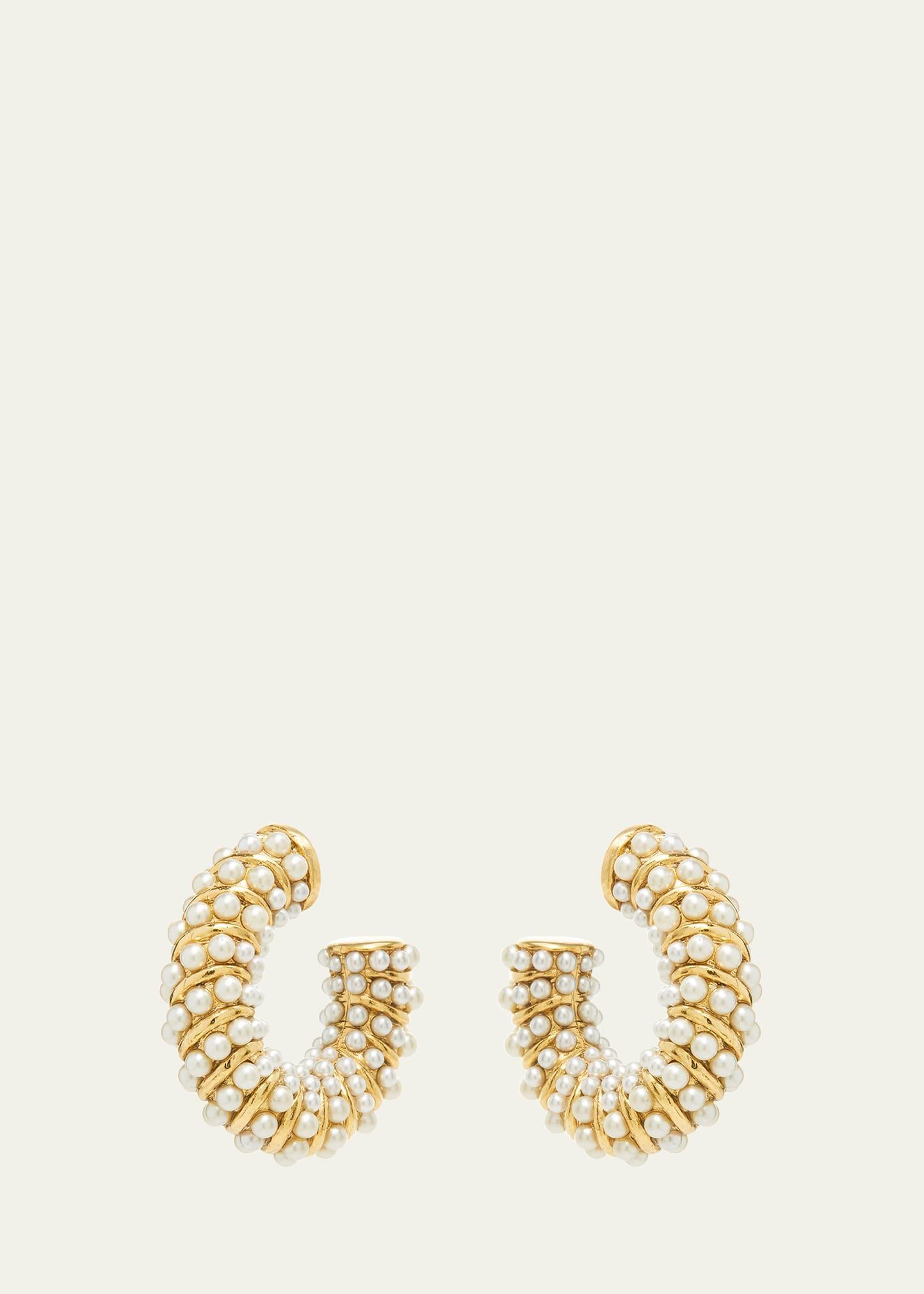 Womens Candied Goldtone & Imitation Pearl Twist Hoop Earrings Product Image