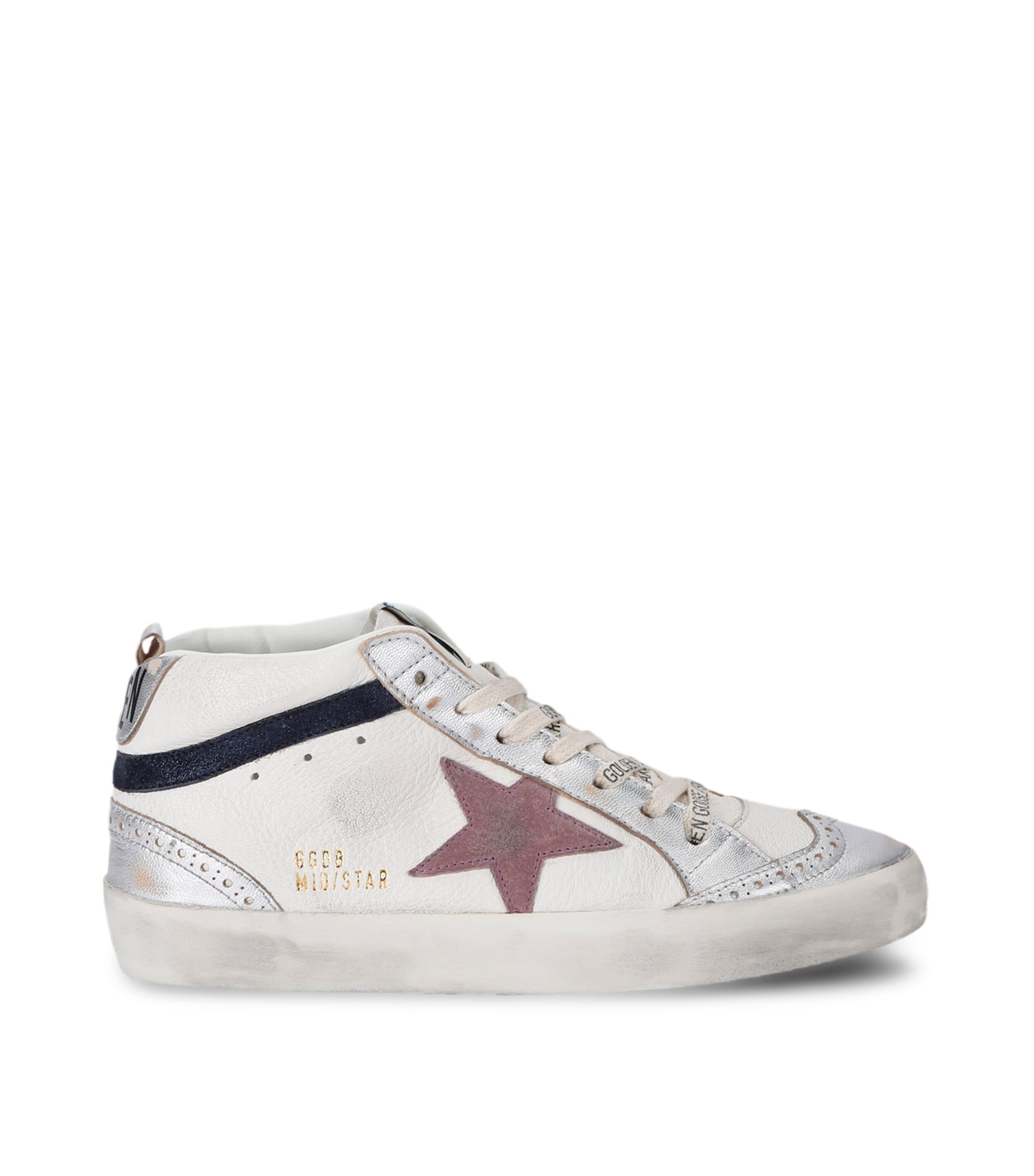 GOLDEN GOOSE Mid Star Leather Sneaker In White Product Image