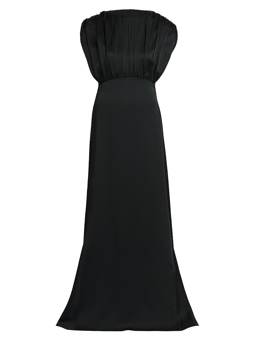 Womens Pleated Satin Gown Product Image