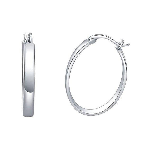 Eco Silver Luxe Sterling Silver Polished Oval Hoop Earrings, Womens, White Product Image