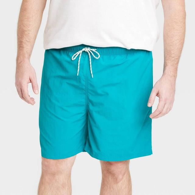 Mens Big & Tall 7 Swim Shorts - Goodfellow & Co Aqua Blue 5XL Product Image